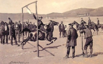 Un vaquero de Gander Pull Frederic Remington Pinturas al óleo